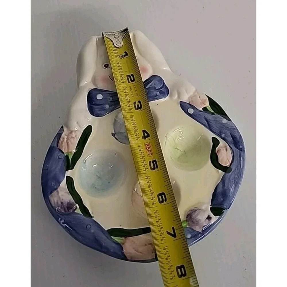 Vtg Hand-Painted Easter Bunny Ceramic Deviled Egg Holder Rabbit Candy‎ Dish 539
